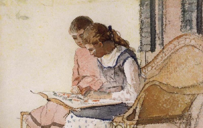 Winslow Homer Two Girls Looking at a Book Germany oil painting art